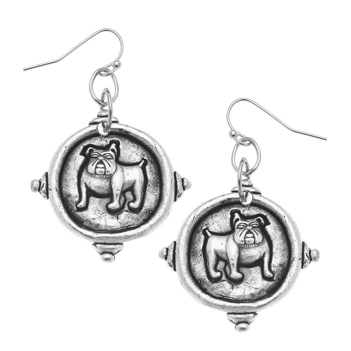 Silver Bulldog Earrings