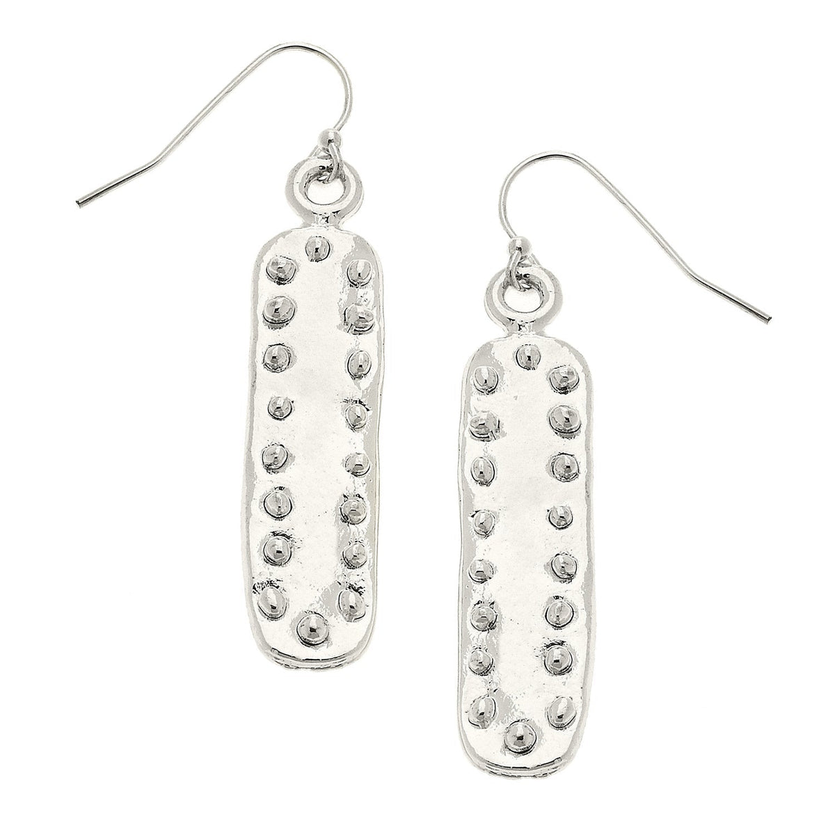 Silver Small Dotted Bar Earrings