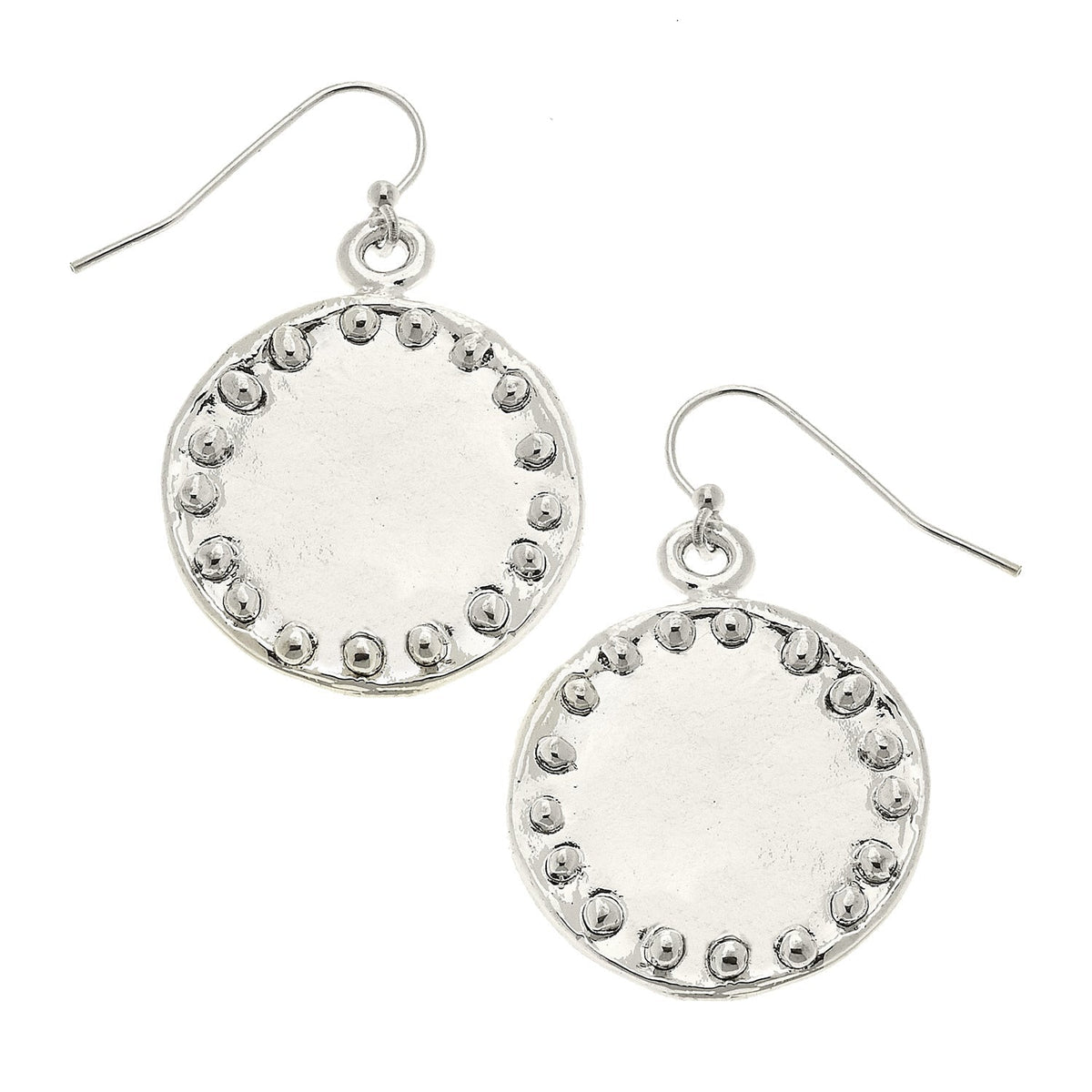 Silver Small Dotted Round Earrings