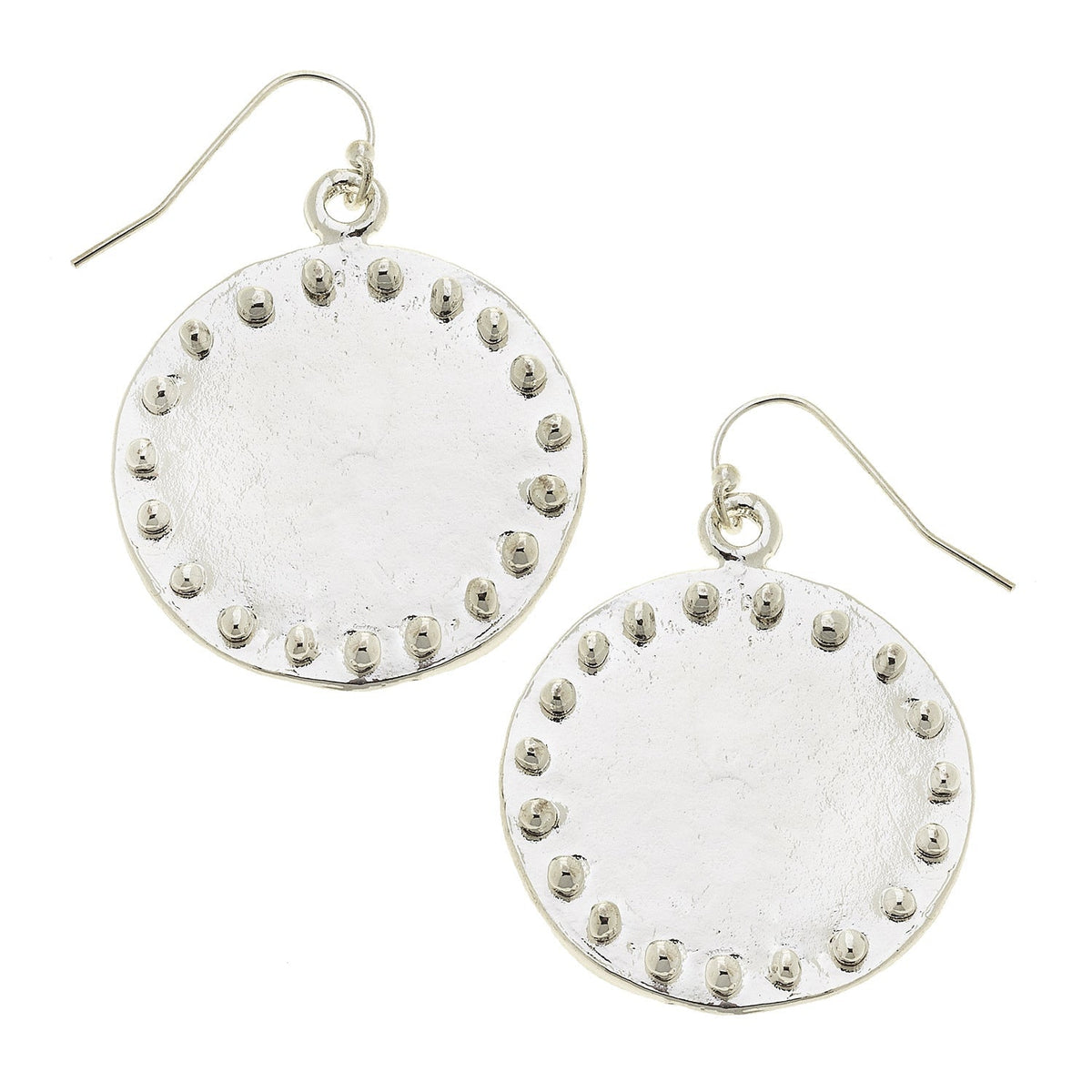 Silver Large Dotted Round Earrings