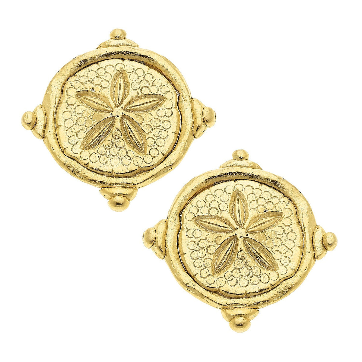 Sand Dollar Intaglio Clip Studs