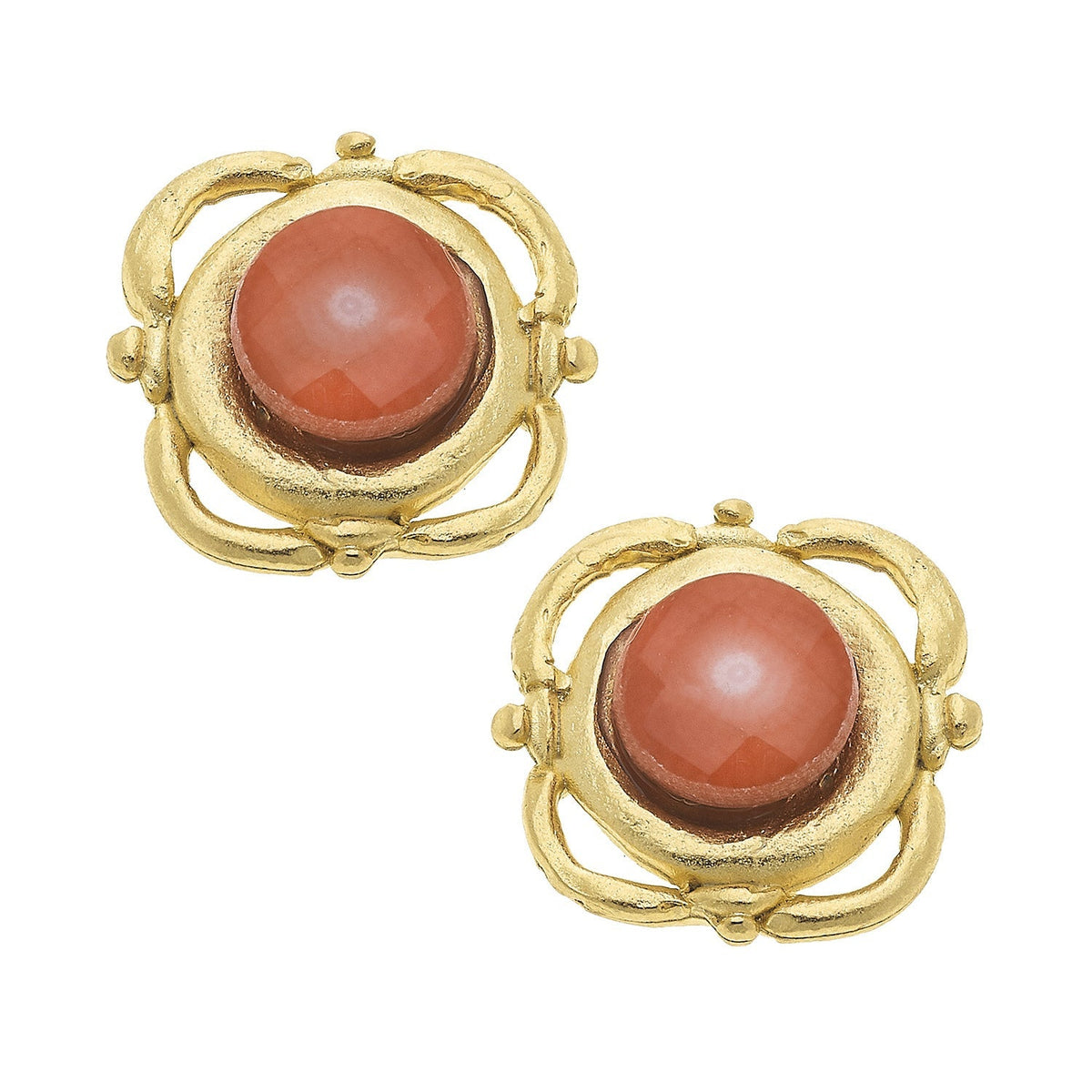 Scroll Pink Coral Earrings