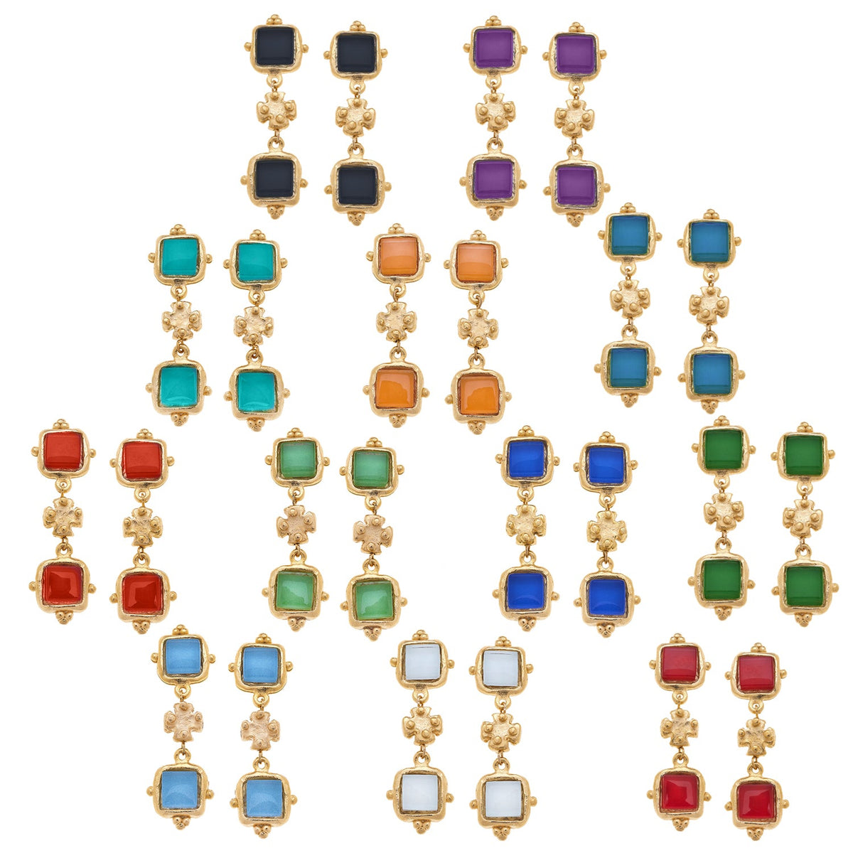 Set of 12 Charlotte Deux Tier Earrings