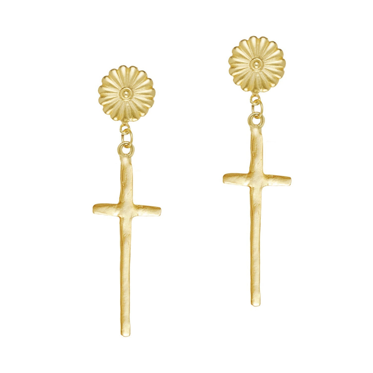 Tall Cross Concho Earrings