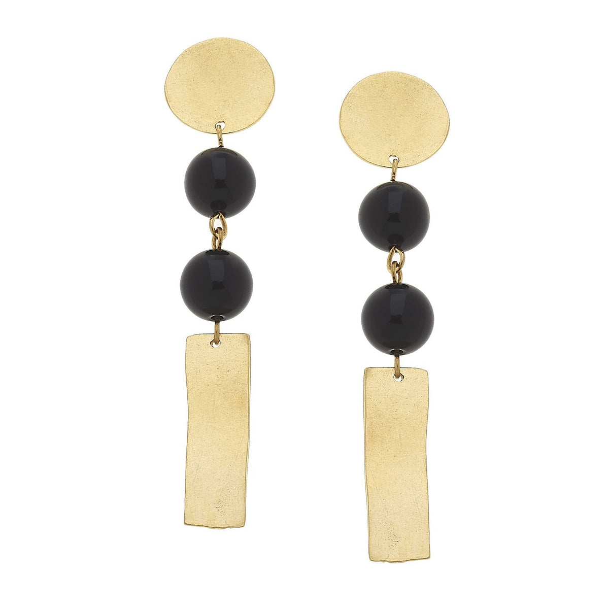 Round & Rectangle Drop Earrings