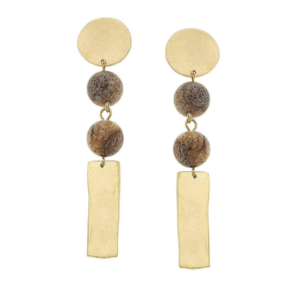 Round & Rectangle Drop Earrings