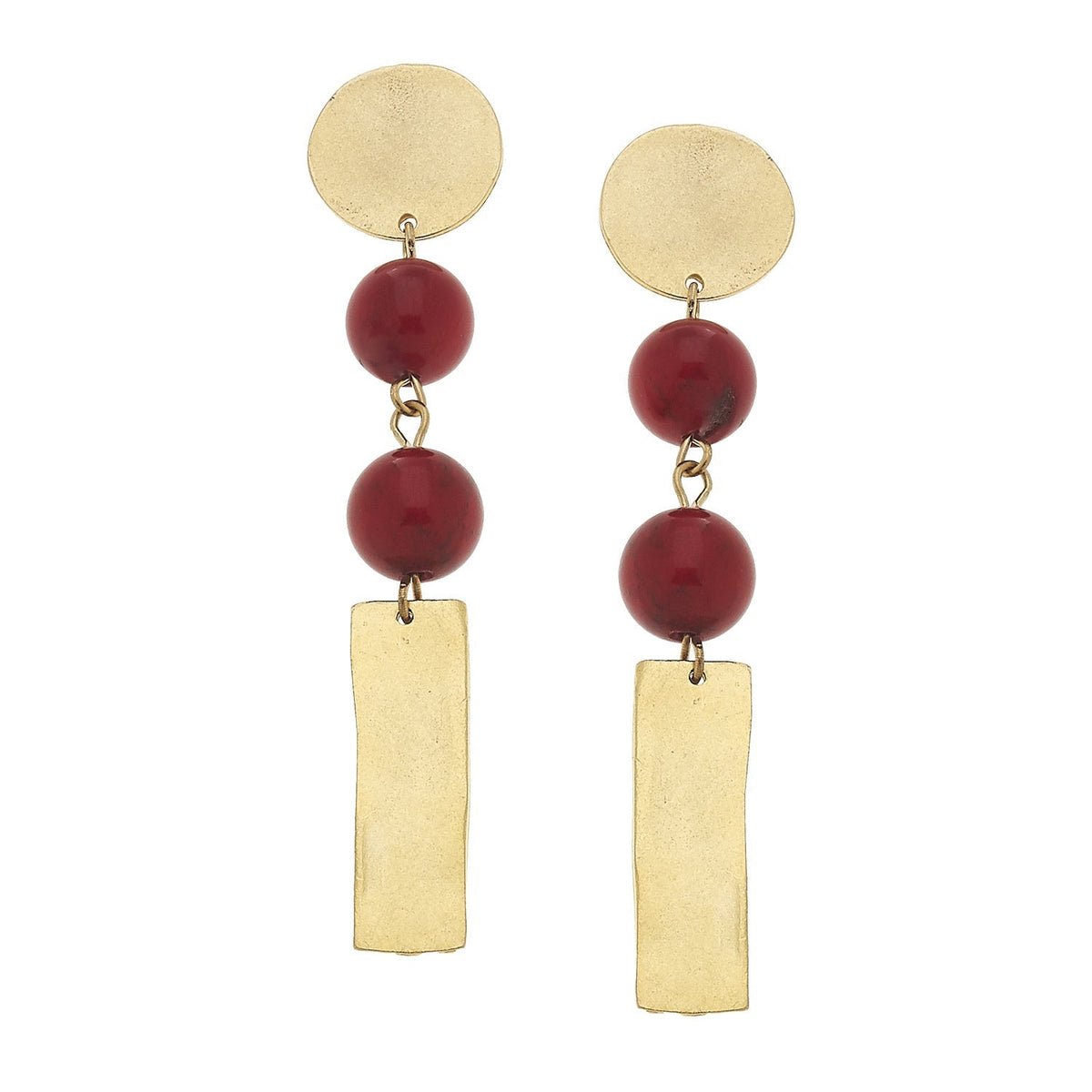 Round & Rectangle Drop Earrings