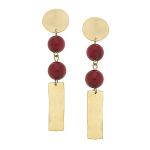 Round & Rectangle Drop Earrings