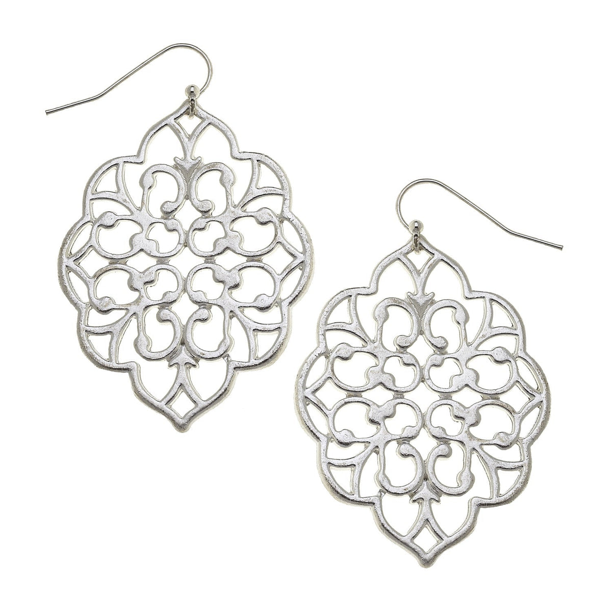 Silver French Filigree Cut Out Earrings