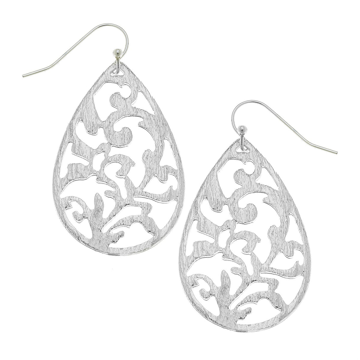 Silver Paisley Cut Out Earrings