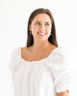 Blue & White Margaret Drop Earrings