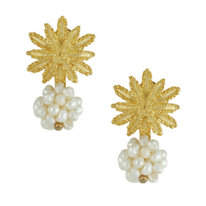 Starburst & Pearl Cluster Earrings