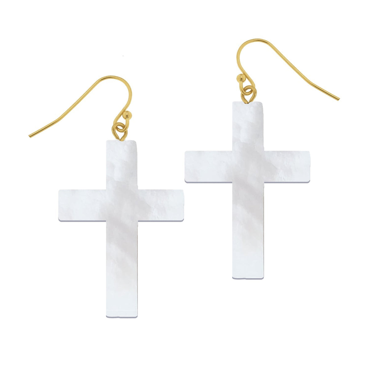 Mother of Pearl Cross Drop Earrings