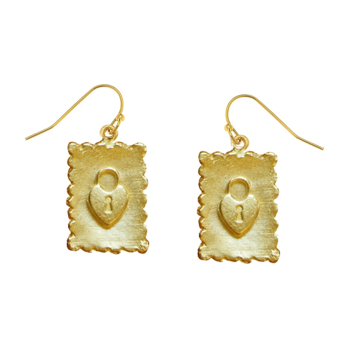 Heart Lock Stamp Earrings