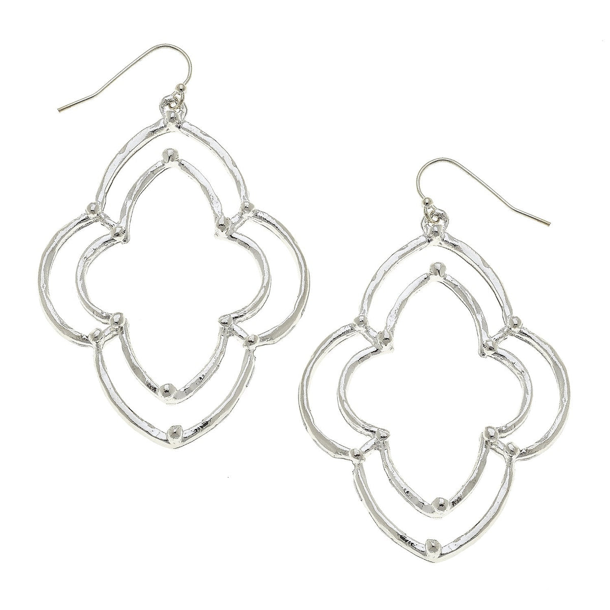 Silver Dotted Scallop Earrings