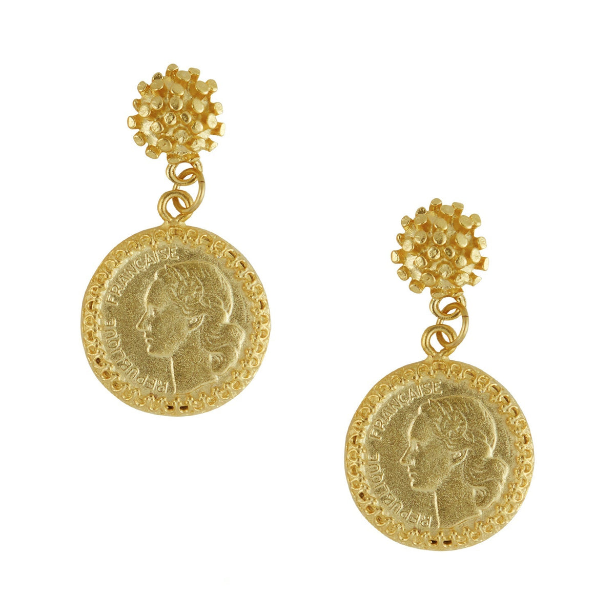 Coin & Starburst Drop Earrings