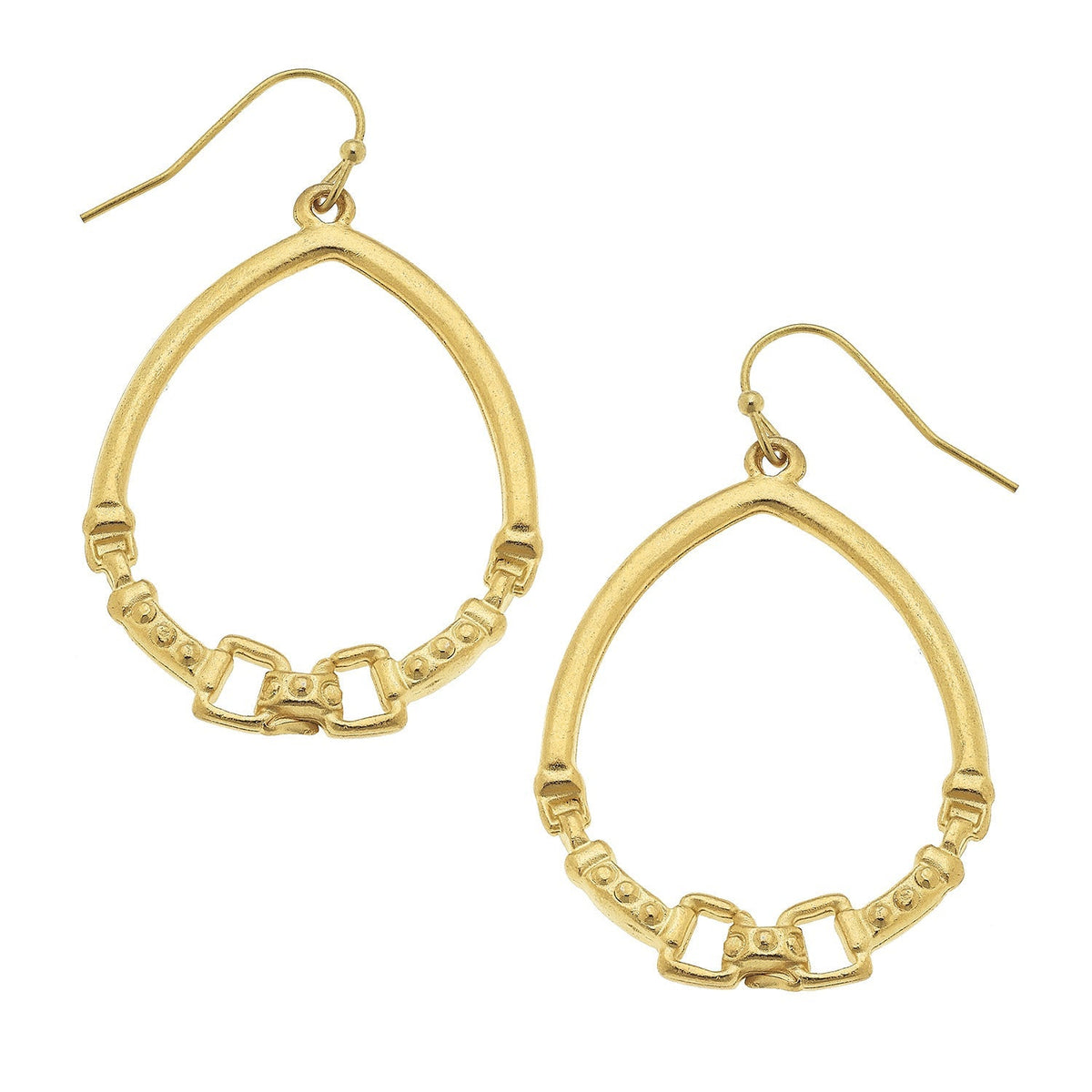 Oval Horsebit Drop Earrings