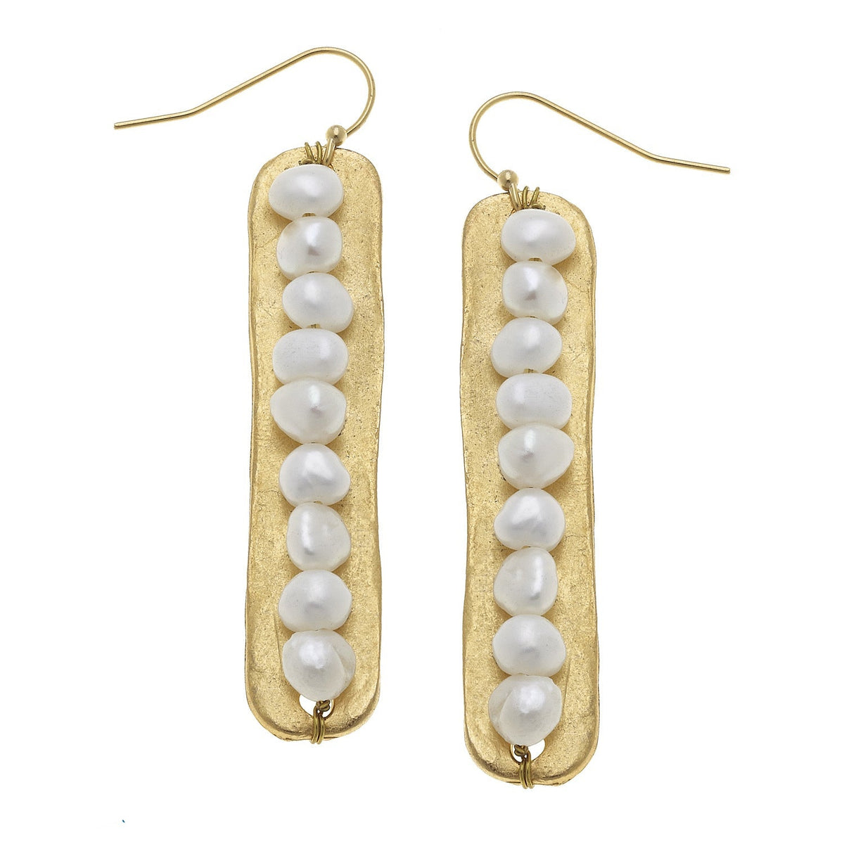 Gold Bar & Freshwater Pearl Earrings