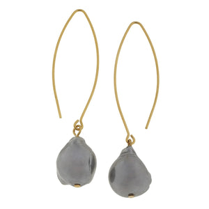 Grey Baroque Pearl Threader Earrings