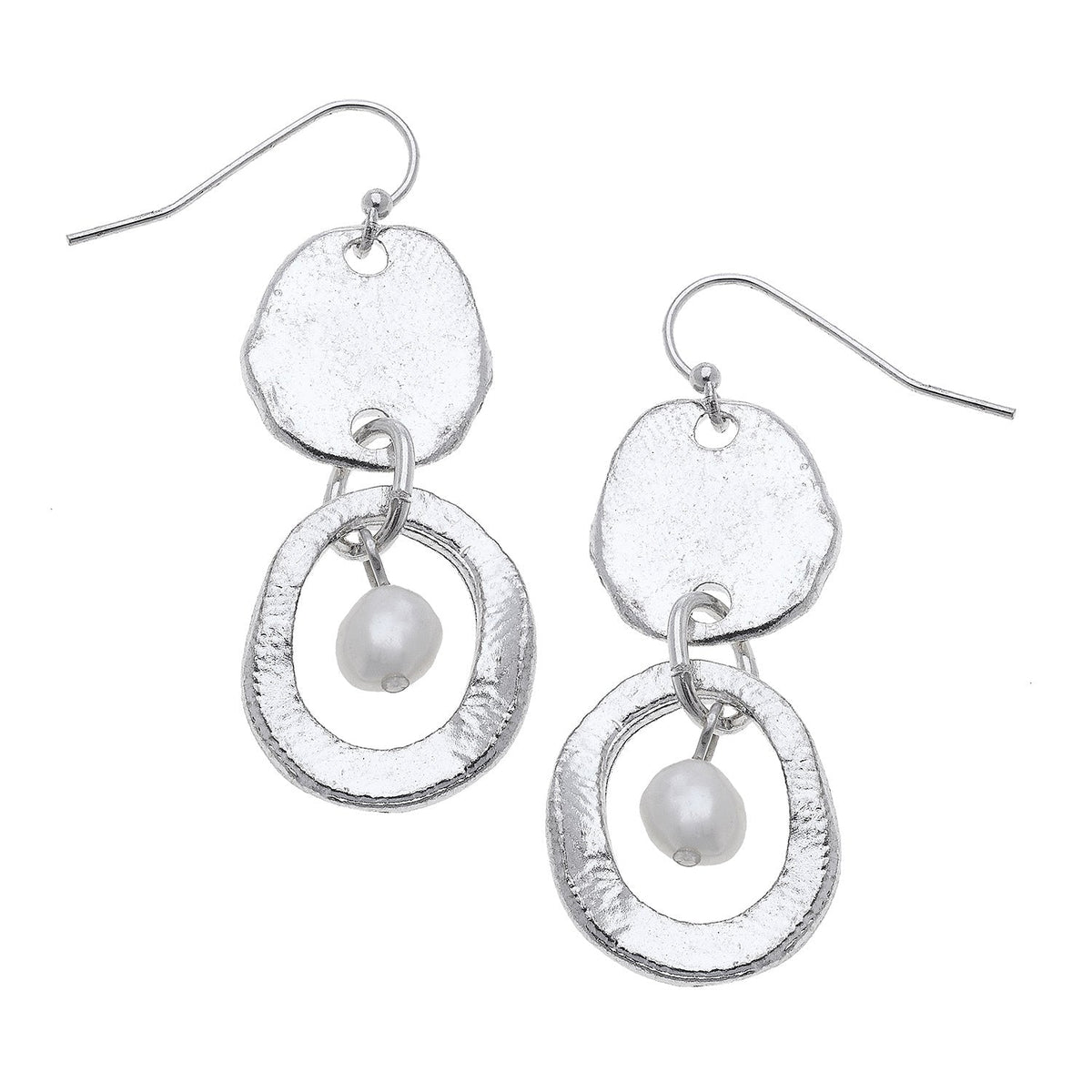 Open Oval & Freshwater Pearl Earrings