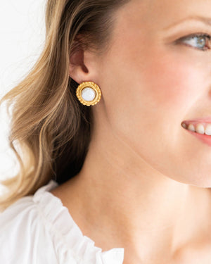 Dotted White Turquoise Studs