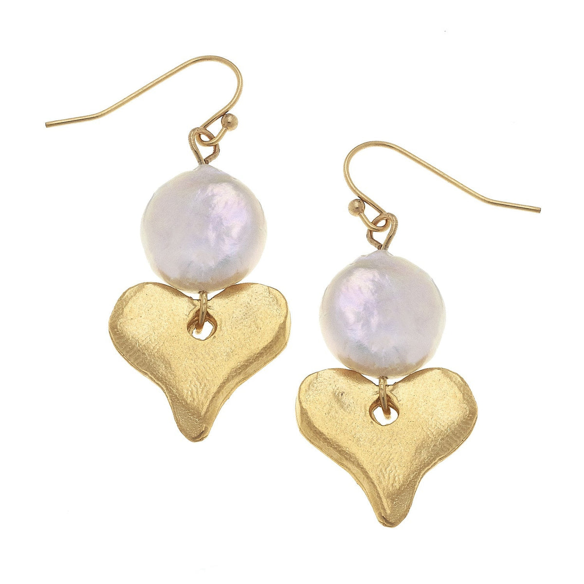 Heart & Coin Pearl Earrings