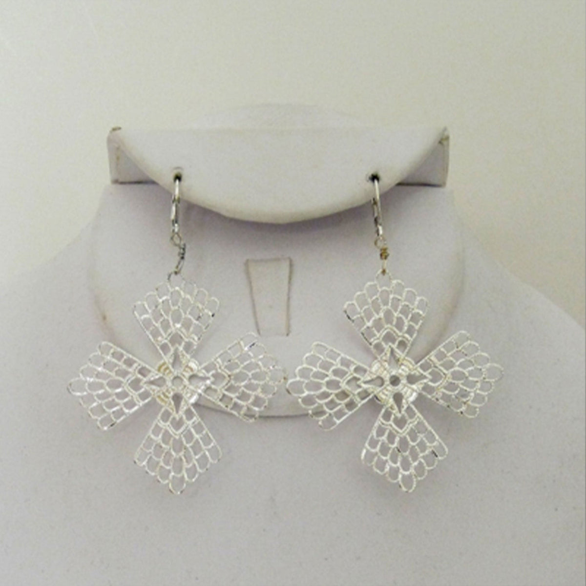 Silver 4 Pointed Filigree Earrings