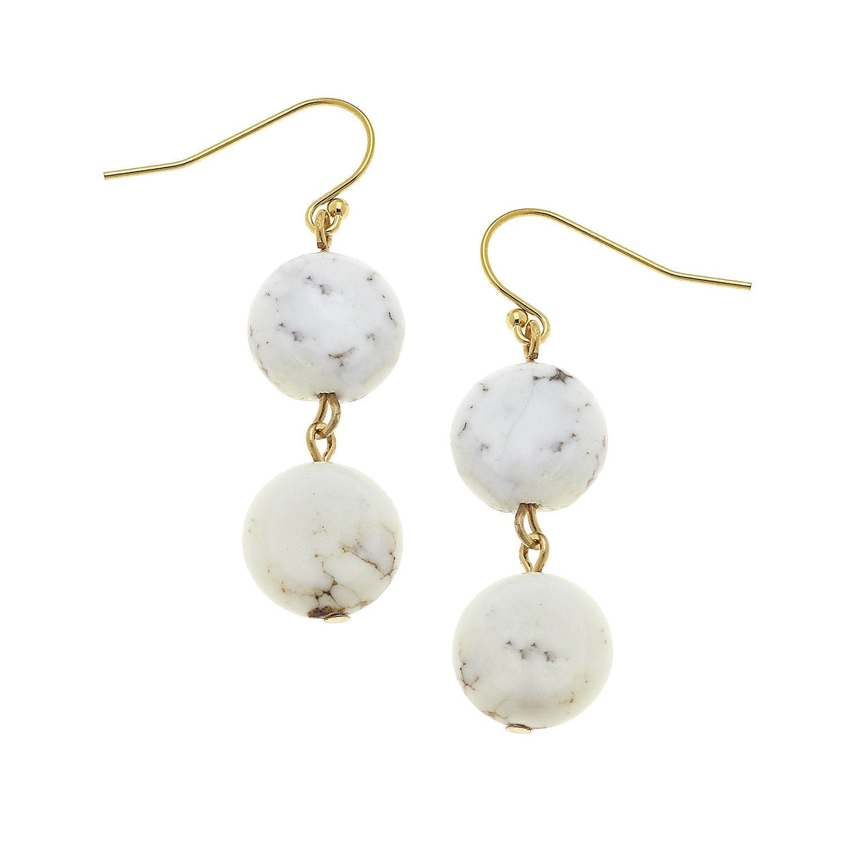Double White Turquoise Drop Earrings