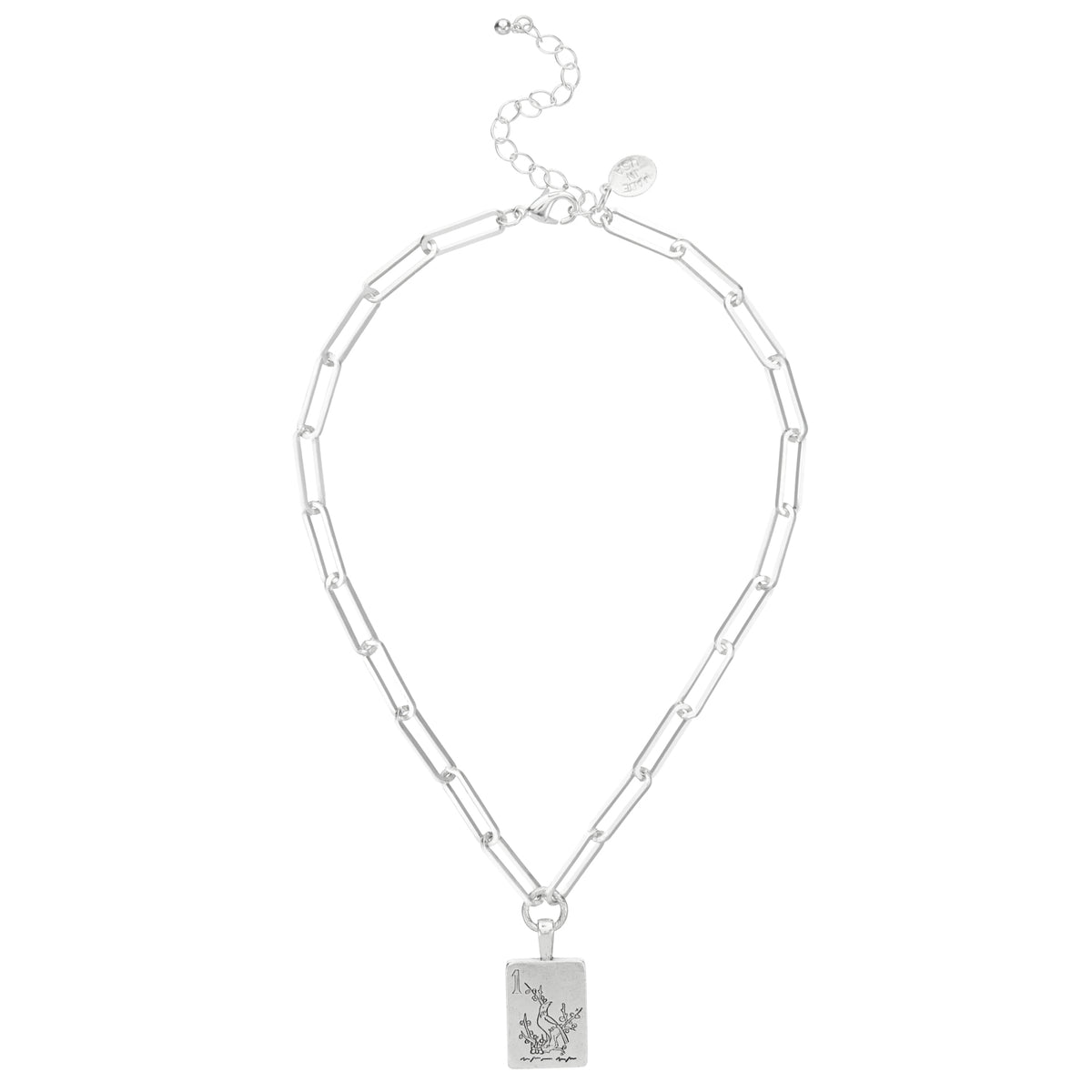 Silver 1 Bird Bam Mahjong Large Paperclip Necklace