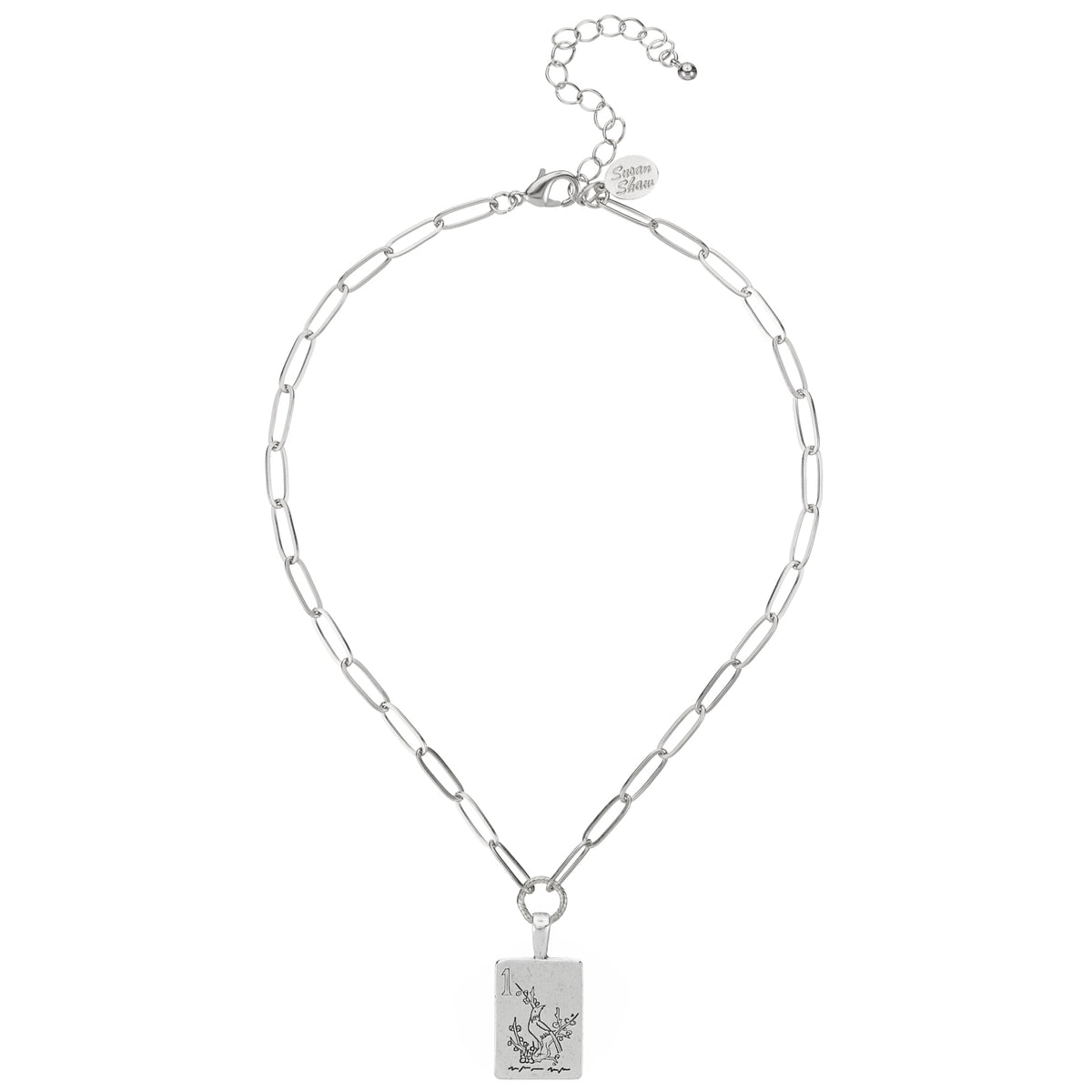 Silver 1 Bird Bam Mahjong Medium Paperclip Necklace