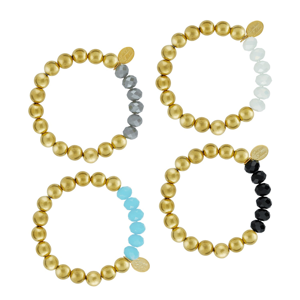 Set of 4 Assorted Margaret Mini Crystal Stretch Bracelets