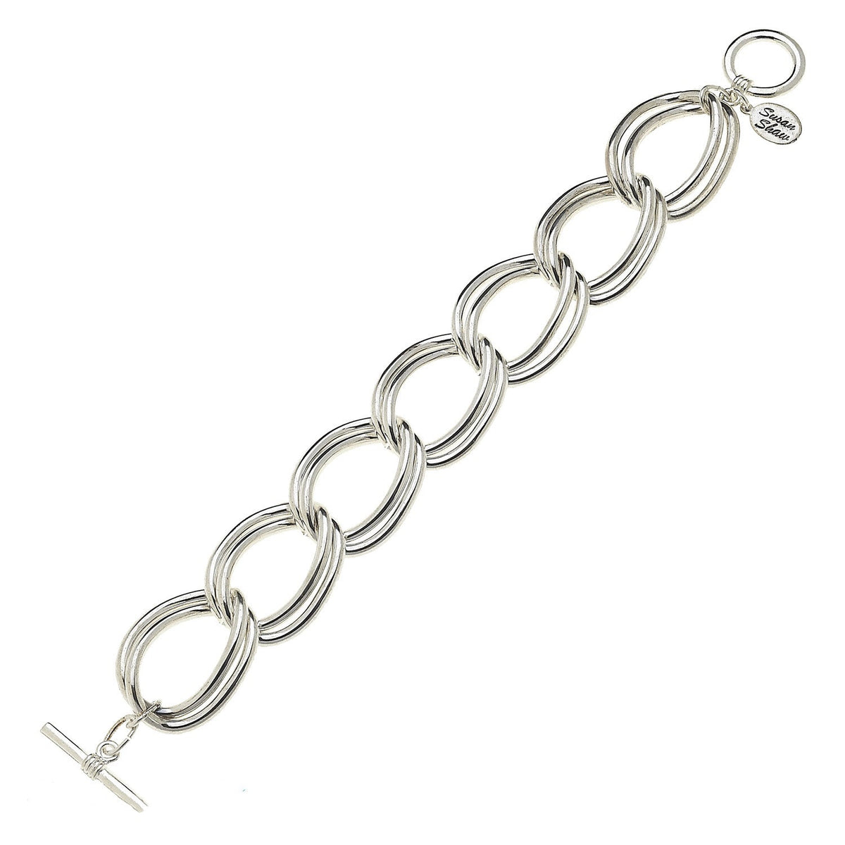 Silver Smooth Double Loop Chain Bracelet