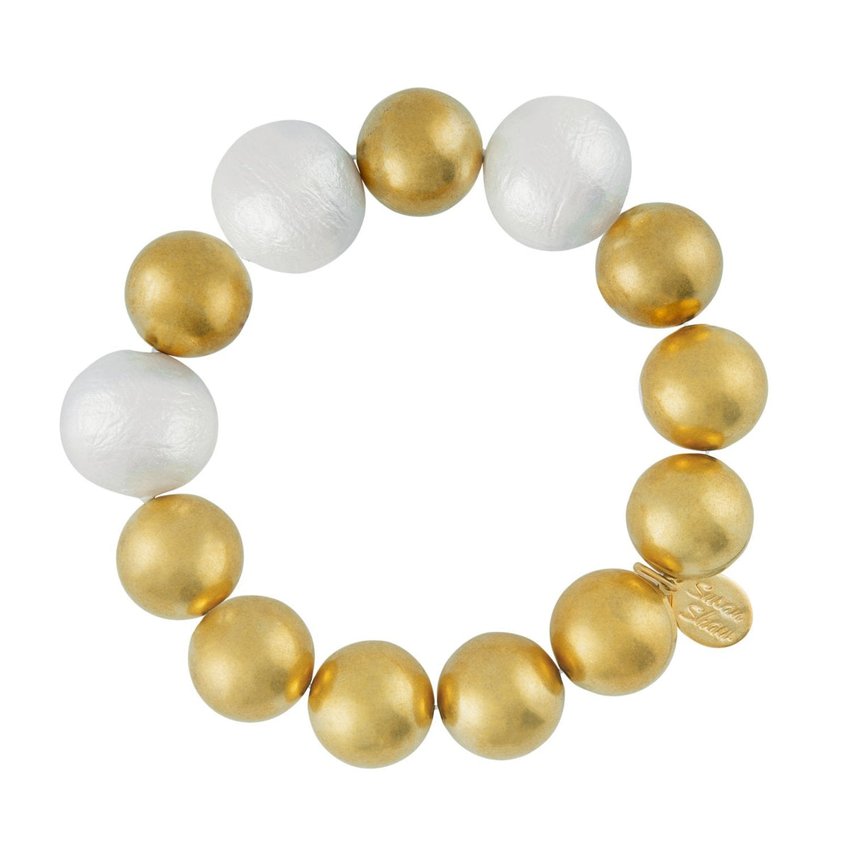 Gold + Cotton Pearl Bracelet