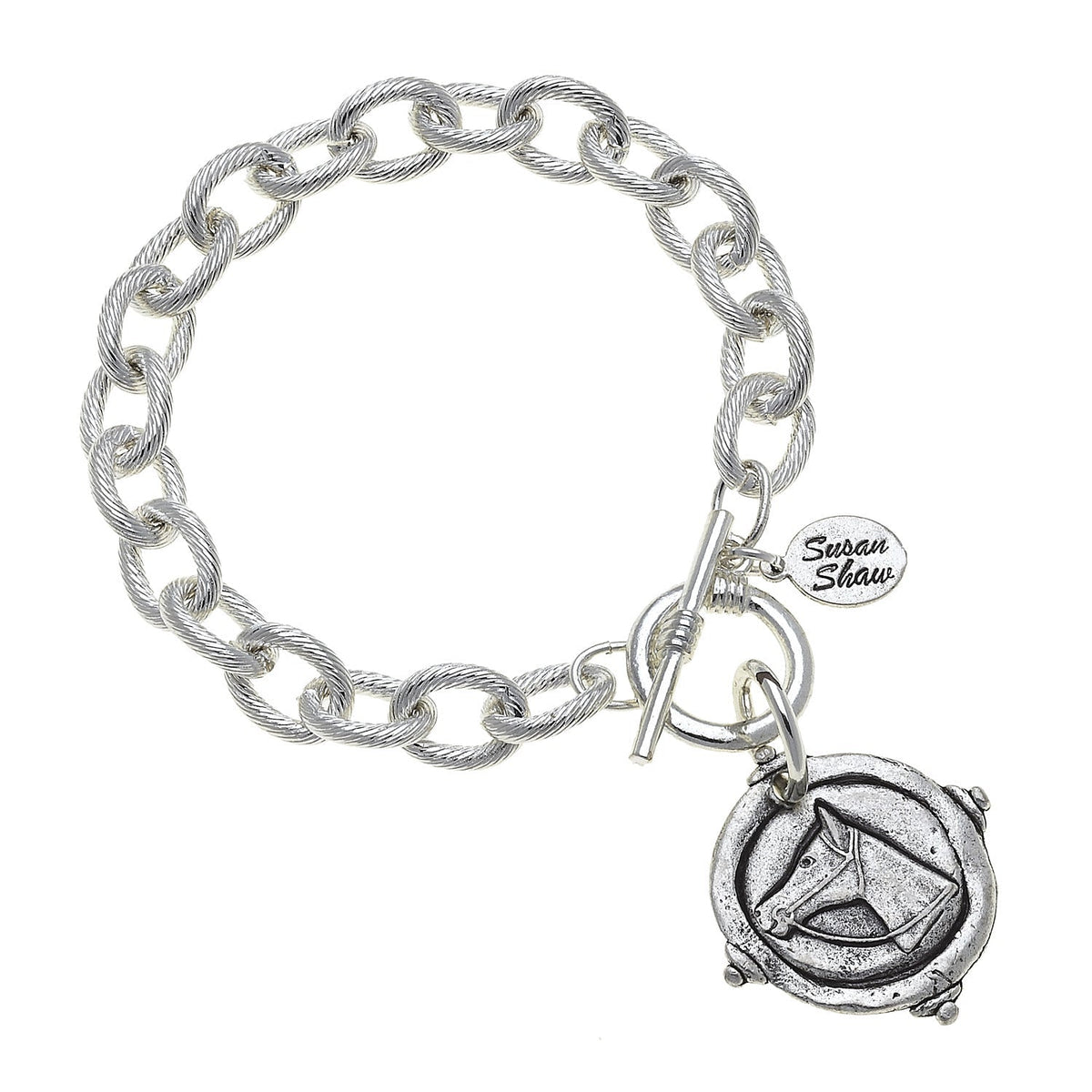 Silver Horse Head Intaglio Bracelet
