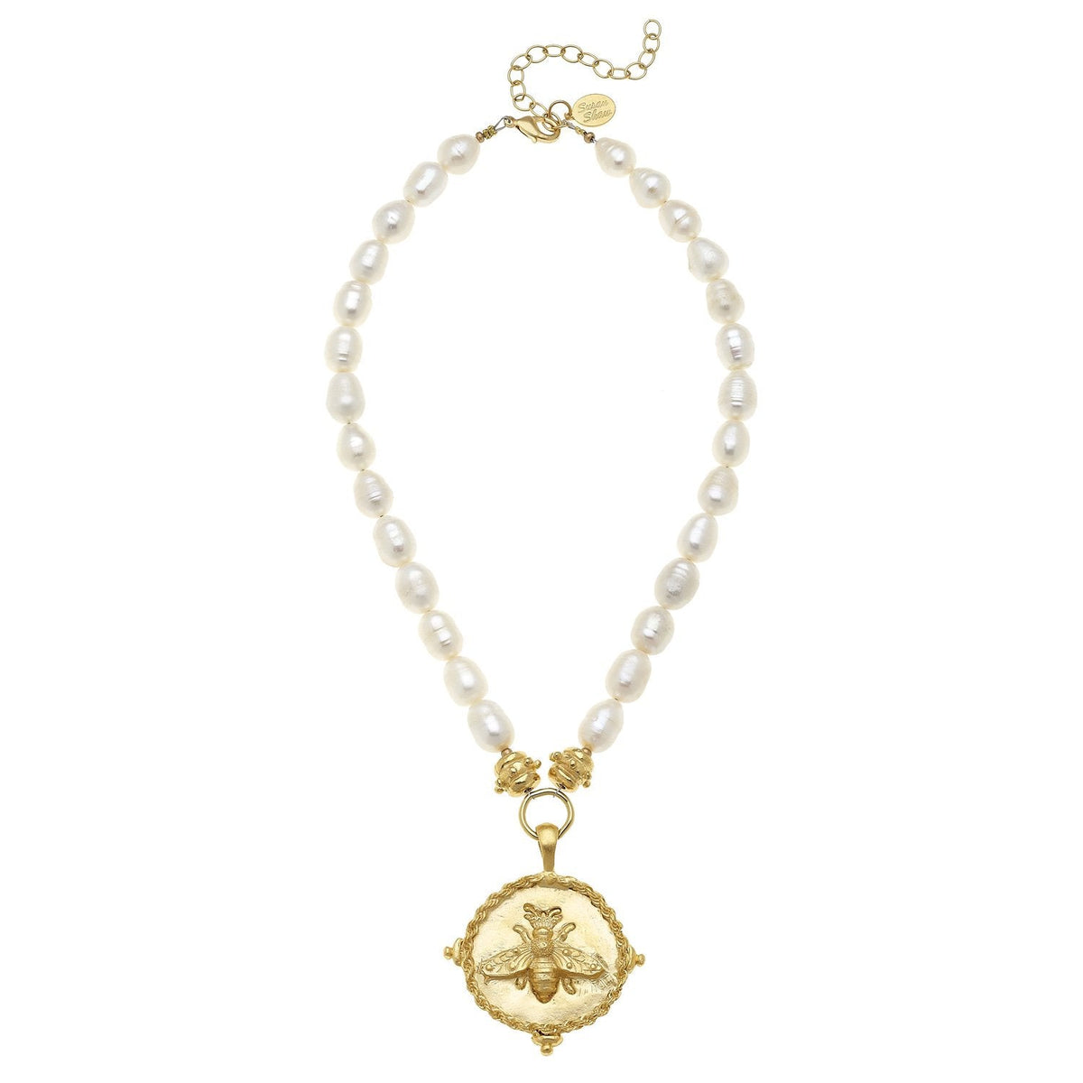 Large Bee Intaglio Pearl Necklace