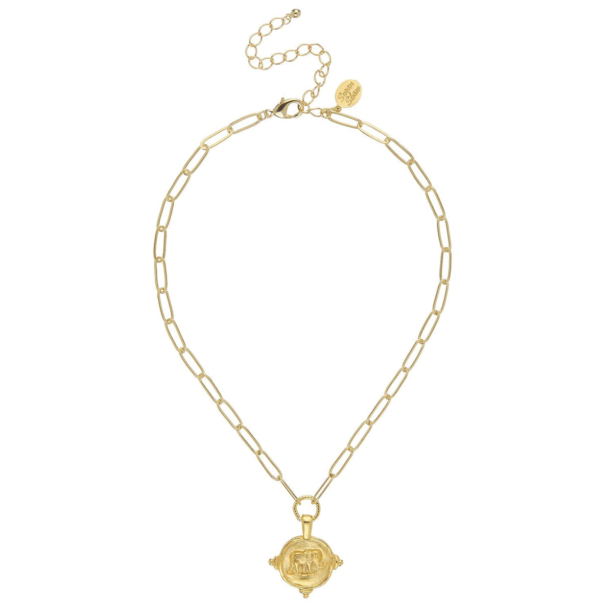 Elephant Intaglio Paperclip Necklace