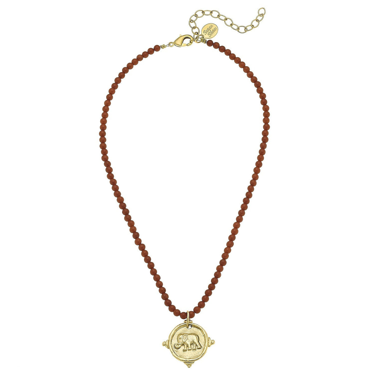 Alys Elephant Red Coral Necklace