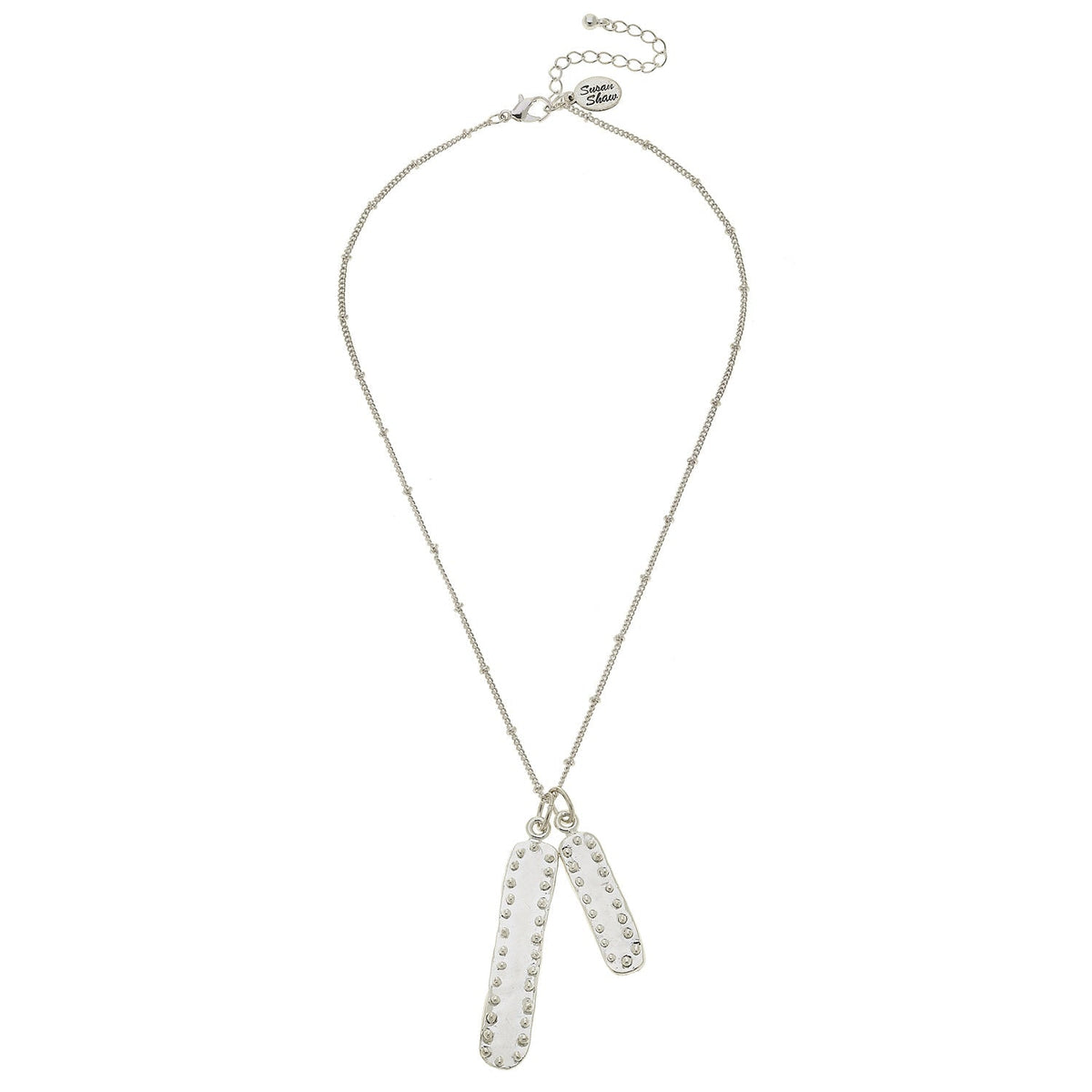 Silver Dotted Bar Chain Necklace