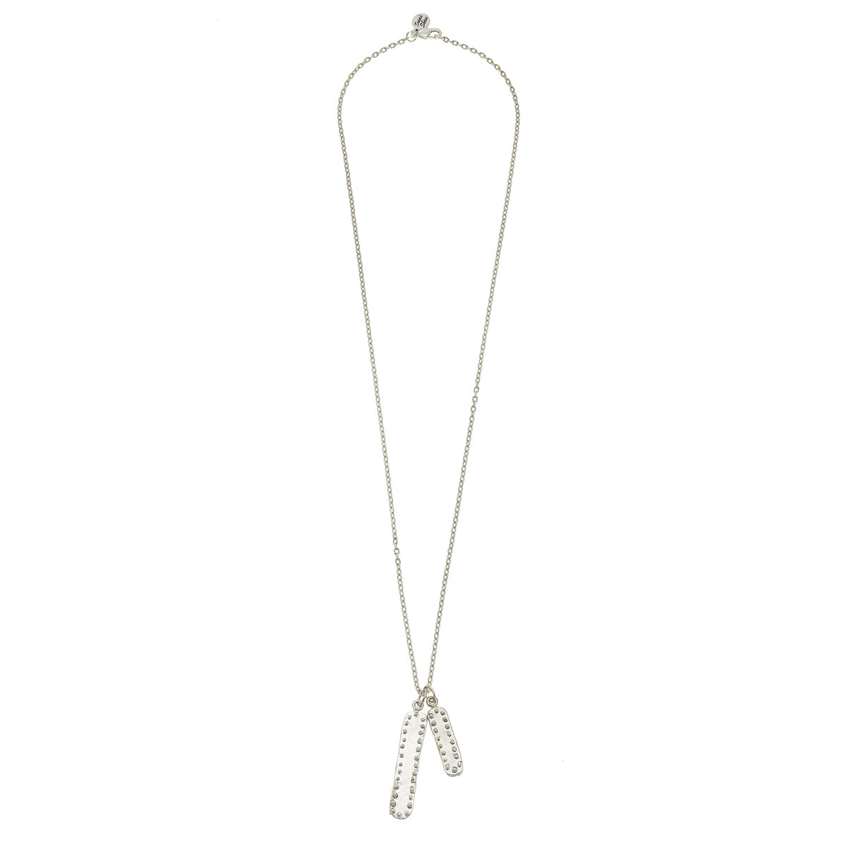 Silver Long Dotted Bar Chain Necklace