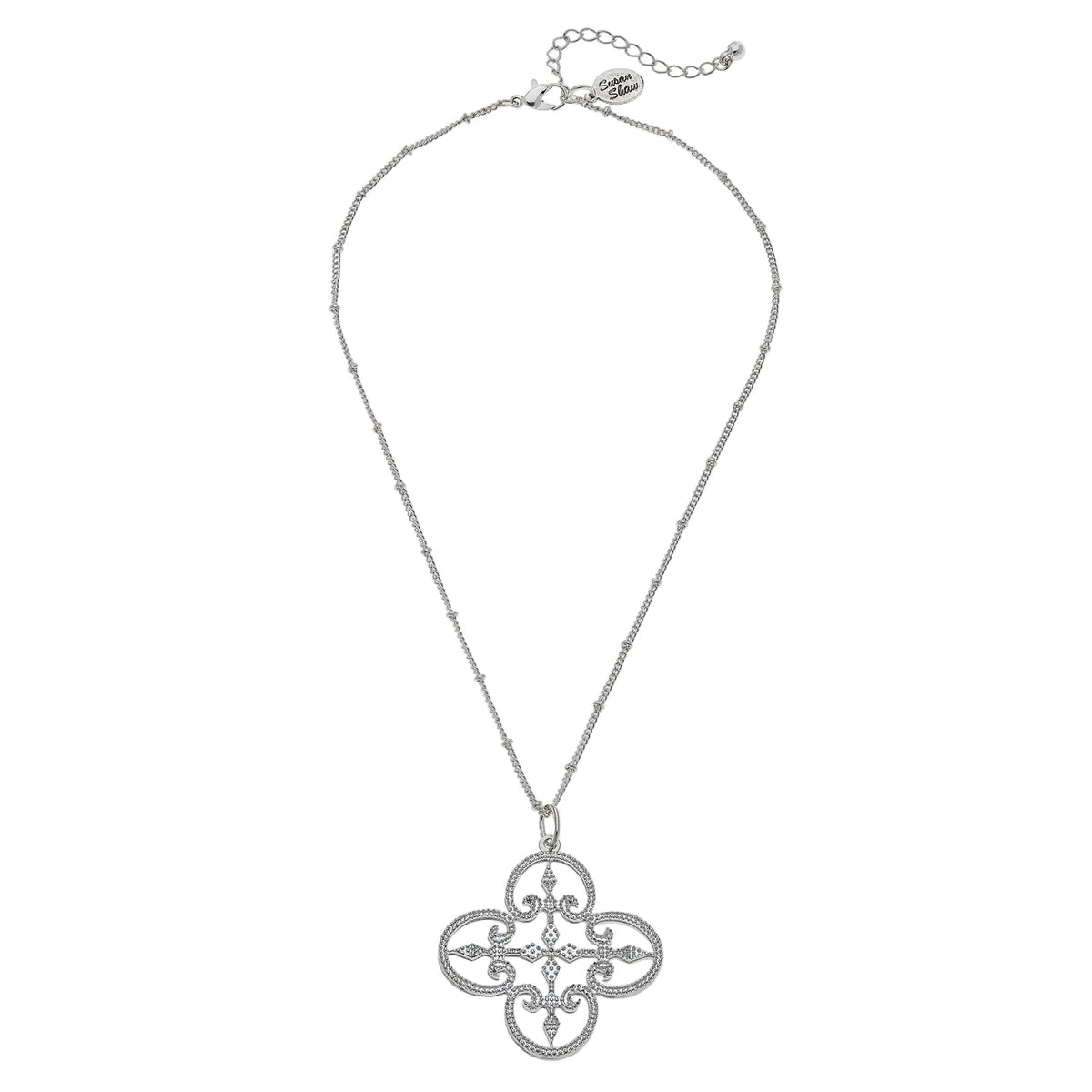 Silver Filigree Clover Necklace