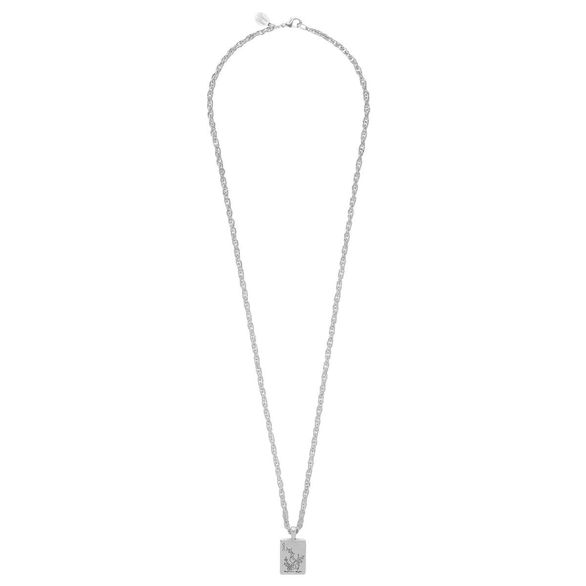 Silver 1 Bird Bam Long Mahjong Necklace