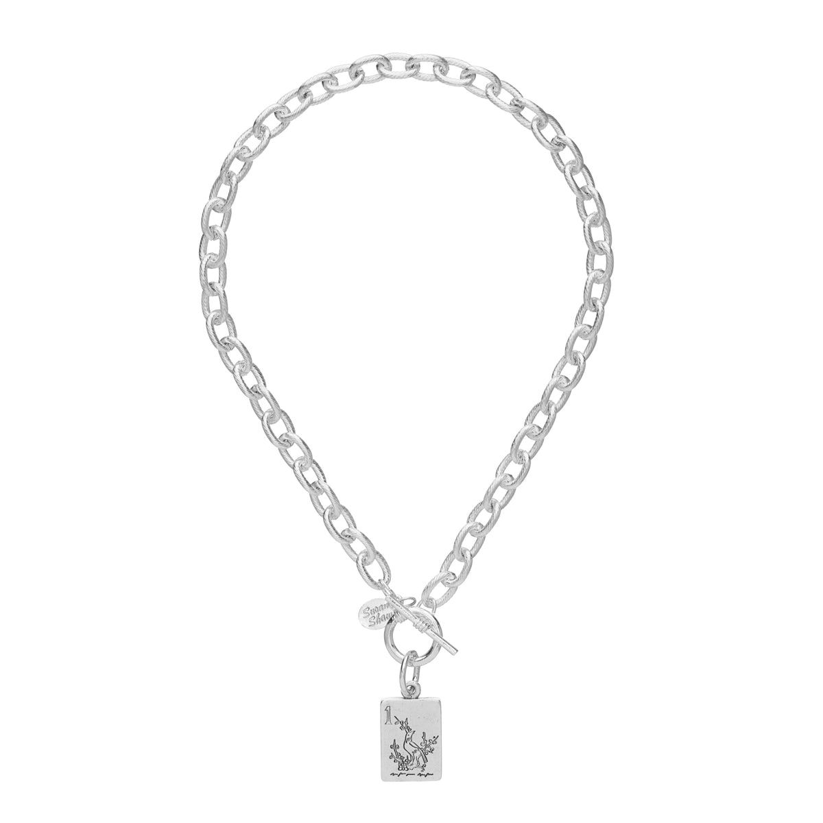 Silver 1 Bird Bam Mahjong Toggle Necklace