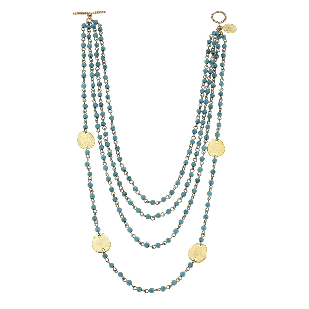Turquoise & Round Multi-Strand Necklace