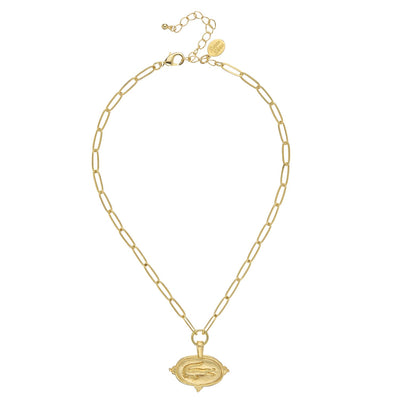Alligator Intaglio Paperclip Necklace