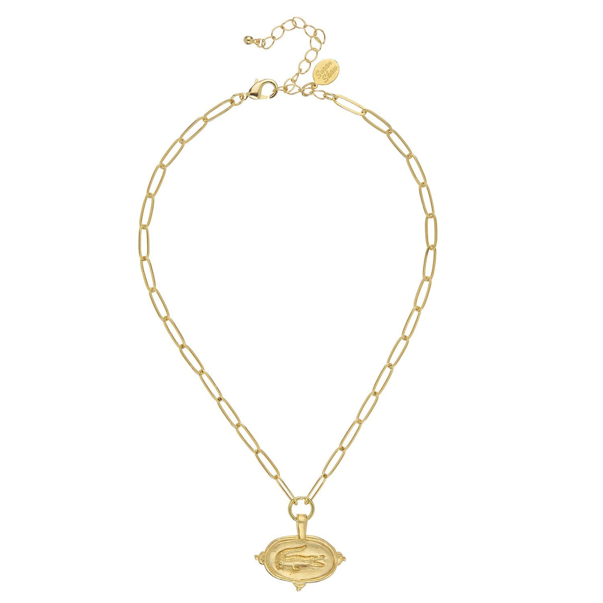 Alligator Intaglio Paperclip Necklace