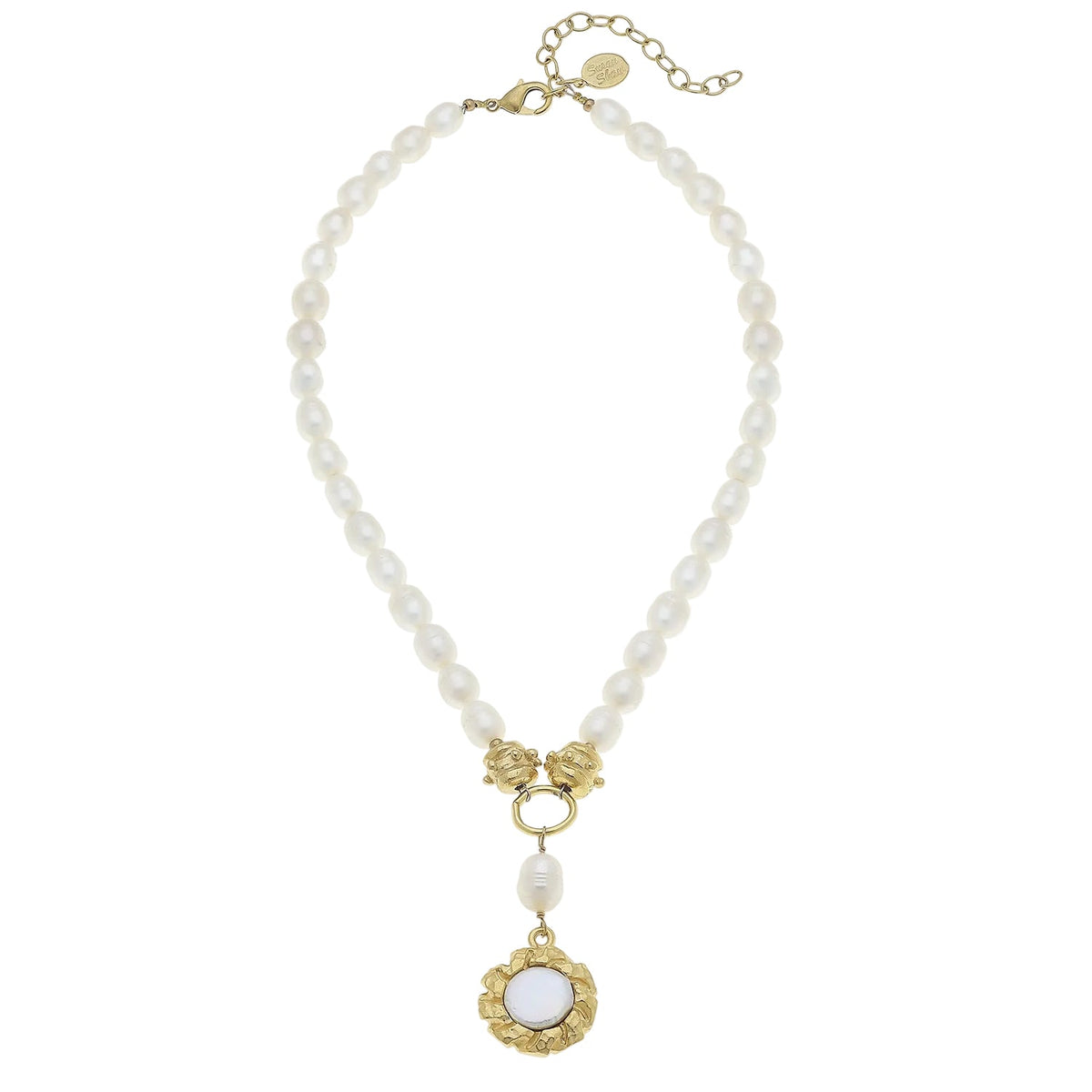 Coin Pearl & Gold Cab Pearl Necklace
