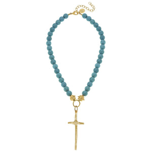 Turquoise Tall Cross Necklace