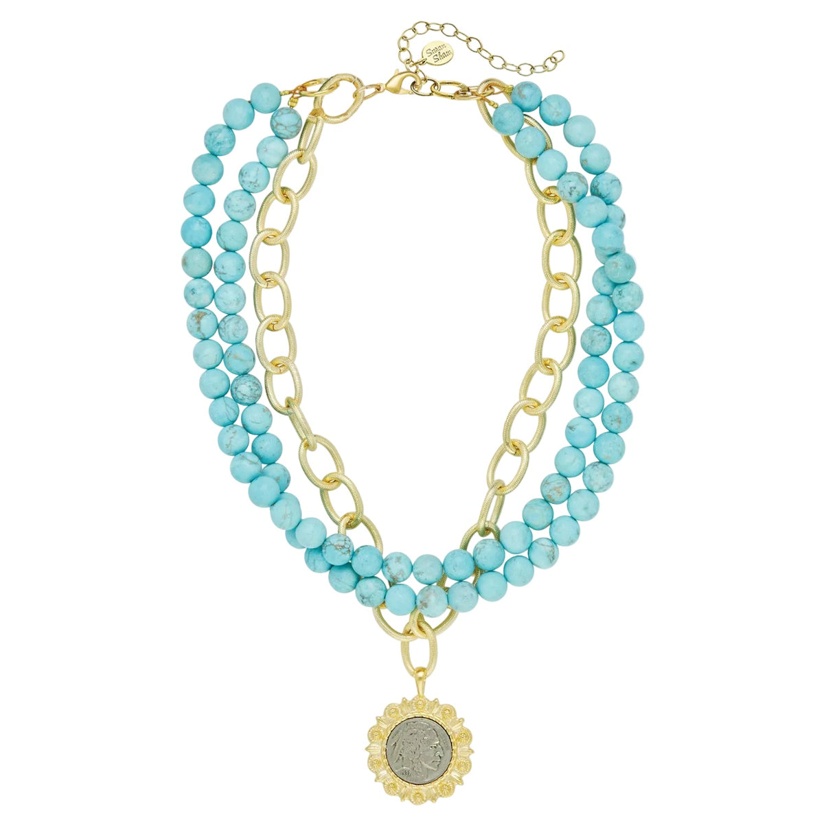 Kelly Triple Strand American Indian Nickel Necklace