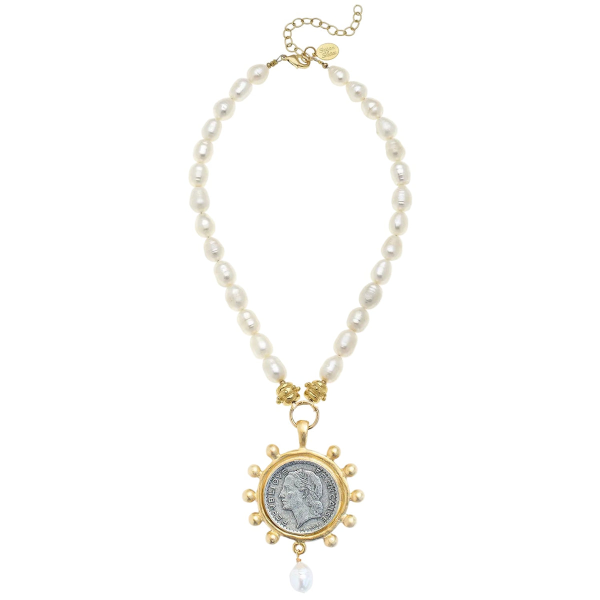 Mixed Metal French Franc Pearl Necklace