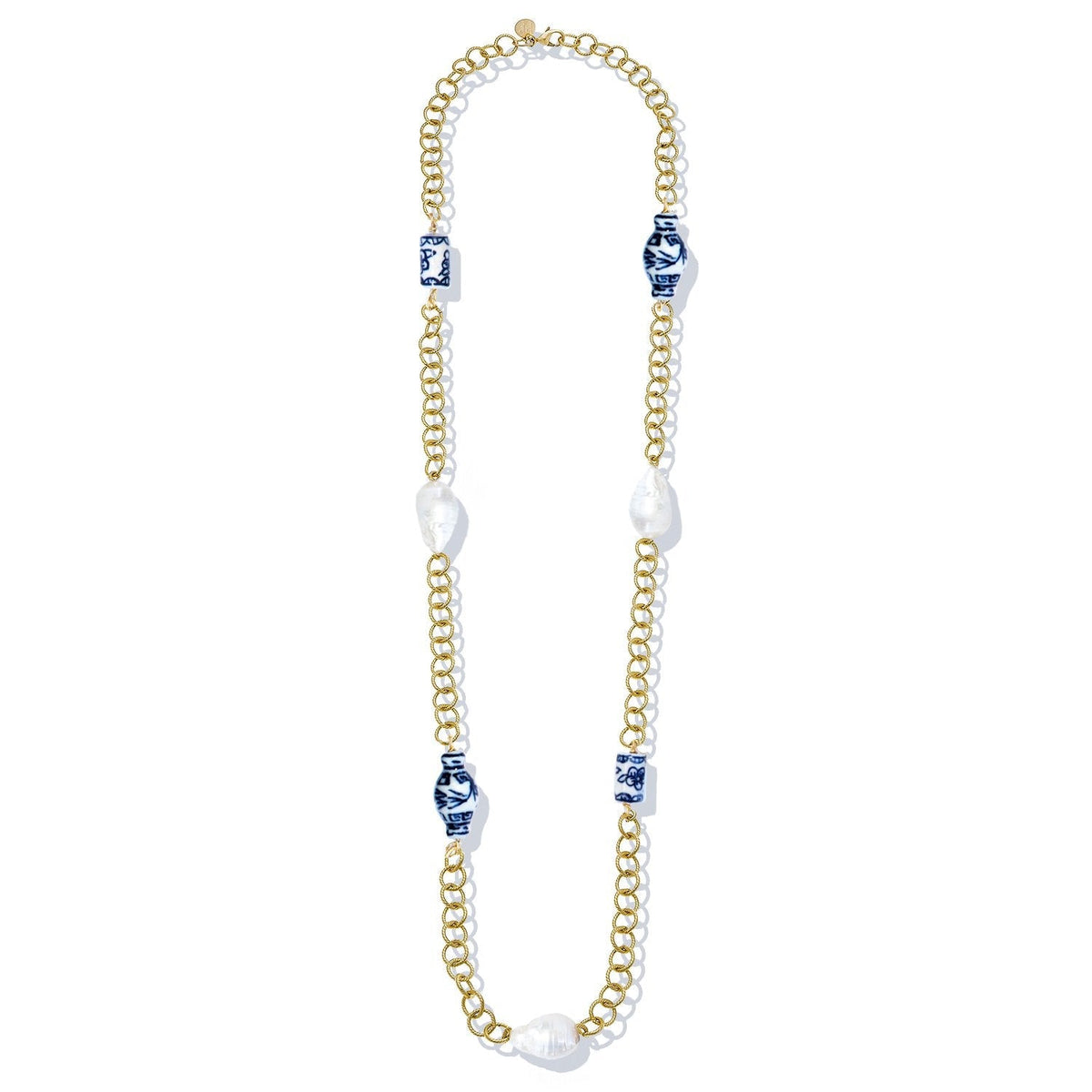 Blue & White Chain Wrap Necklace